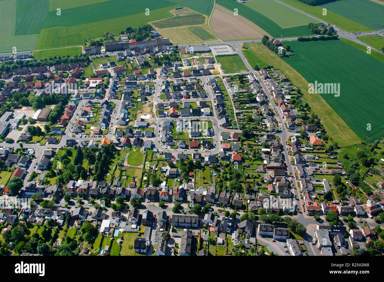 Nouvelle zone de développement, Kiesenfeldweg, Oer-Erkenschwick, Ruhr, Rhénanie du Nord-Westphalie, Allemagne, Europe, vue aérienne, Banque D'Images