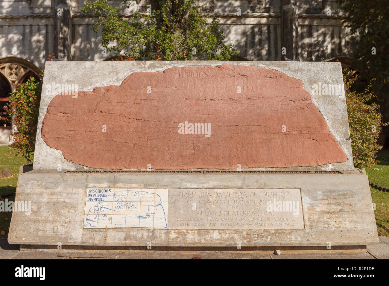 Pedra de Dighton, Museu de Marinha. Lisbonne, Portugal Banque D'Images