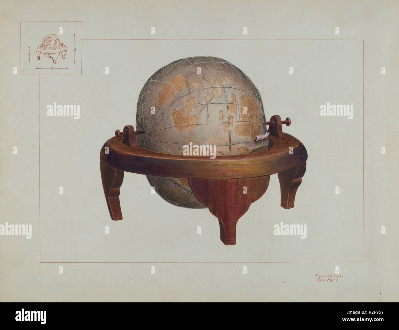 Monde entier. En date du : ch. 1937. Dimensions : hors tout : 23 x 30,2 cm (9 1/16 x 11 7/8 in.). Médium : Aquarelle, crayon de couleur, Stylo et encre sur papier. Musée : National Gallery of Art, Washington DC. Auteur : Edward L. Loper. Banque D'Images