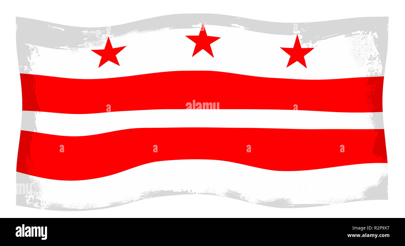 Le drapeau adopté par la ville de Washington DC cartoon waving Banque D'Images