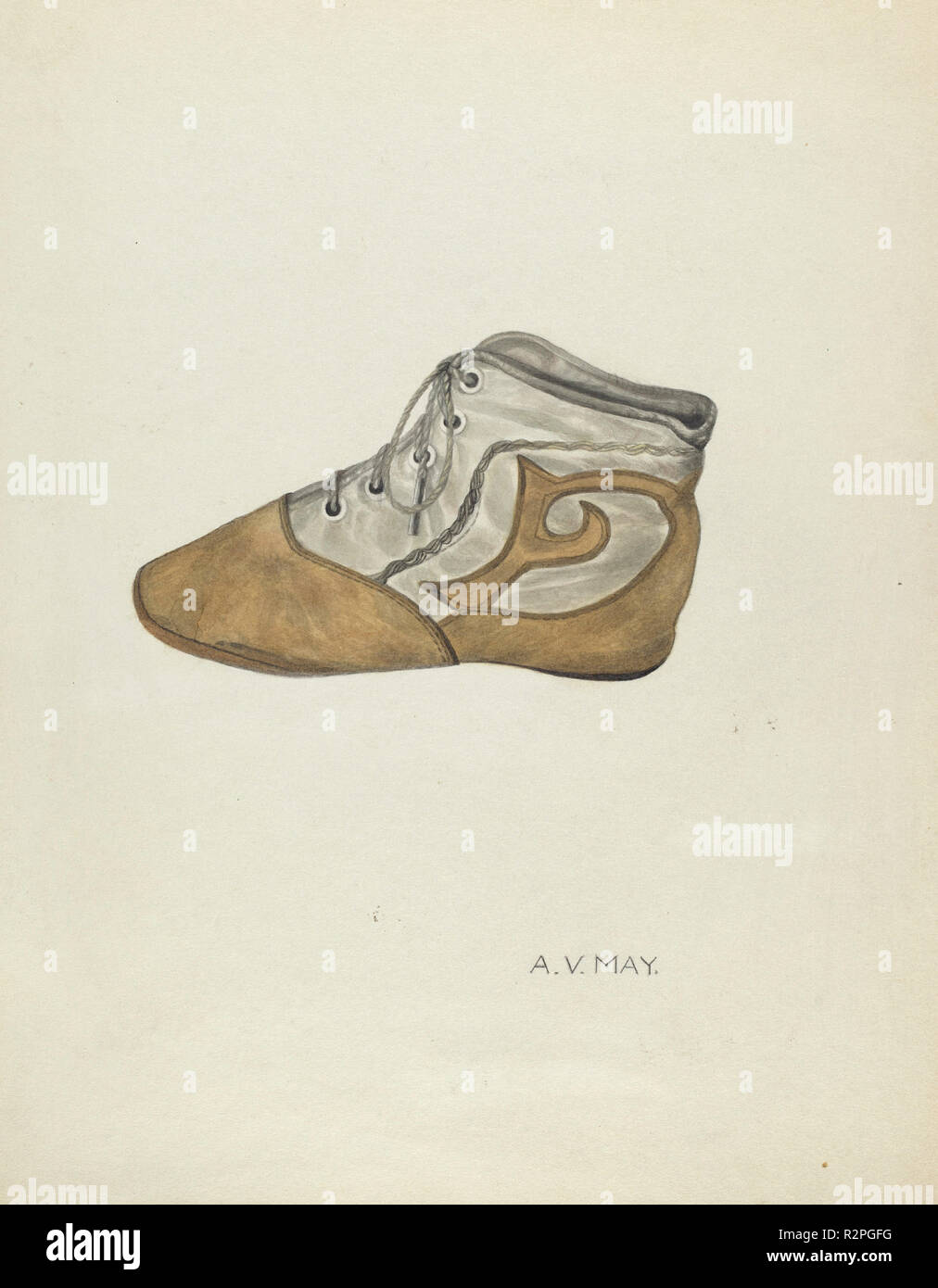 Chaussures bébé. En date du : ch. 1937. Dimensions : hors tout : 29,3 x 23,2 cm (11 9/16 x 9 1/8 in.). Médium : aquarelle et graphite sur carton. Musée : National Gallery of Art, Washington DC. Auteur : Ada C. Mai. Banque D'Images