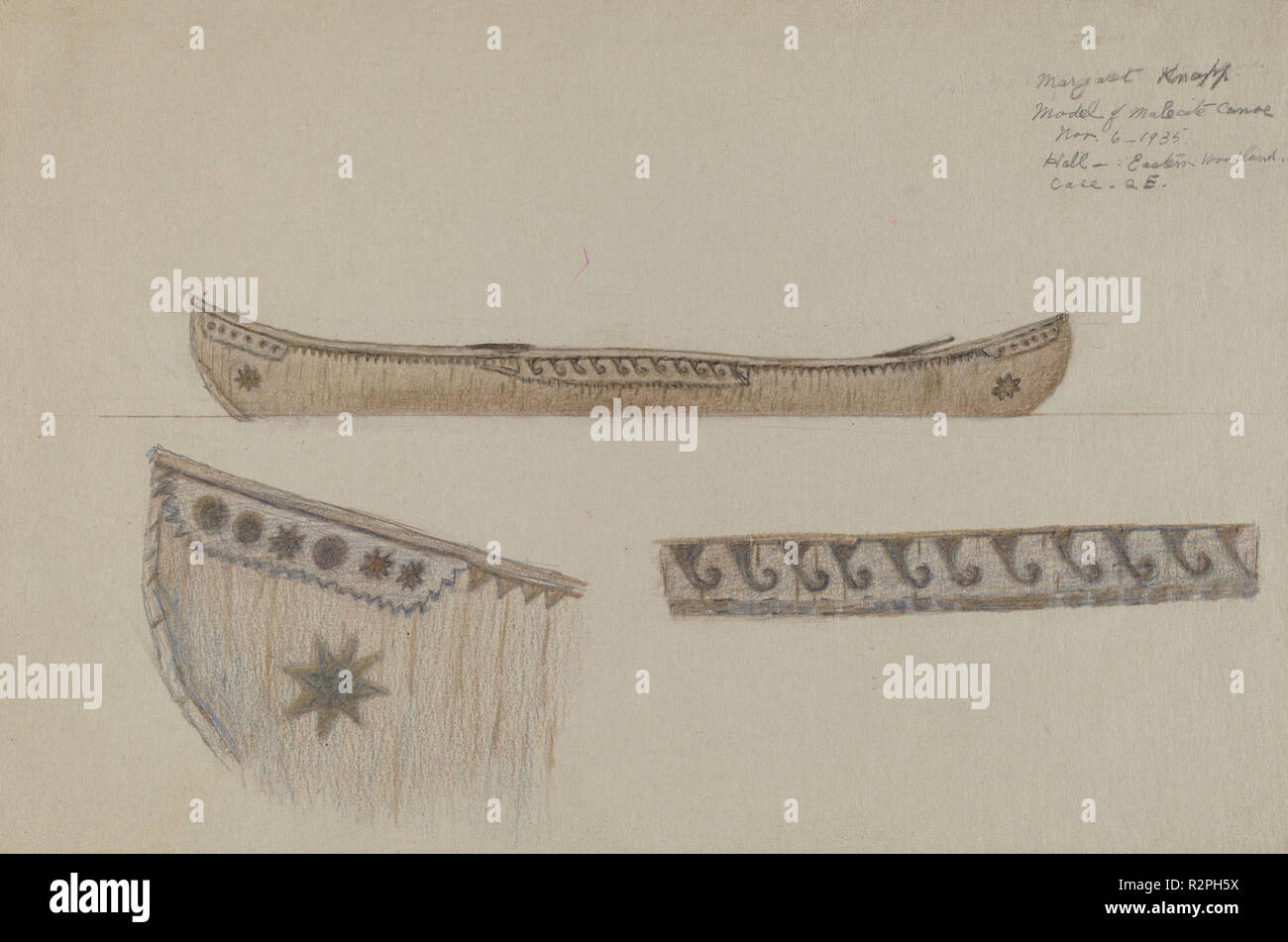 Modèle de canot. En date du : 1935. Dimensions : hors tout : 14,8 x 22,2 cm (5 13/16 x 8 3/4 in.). Médium : graphite et crayon de couleur sur papier. Musée : National Gallery of Art, Washington DC. Auteur : Margaret Knapp. Banque D'Images