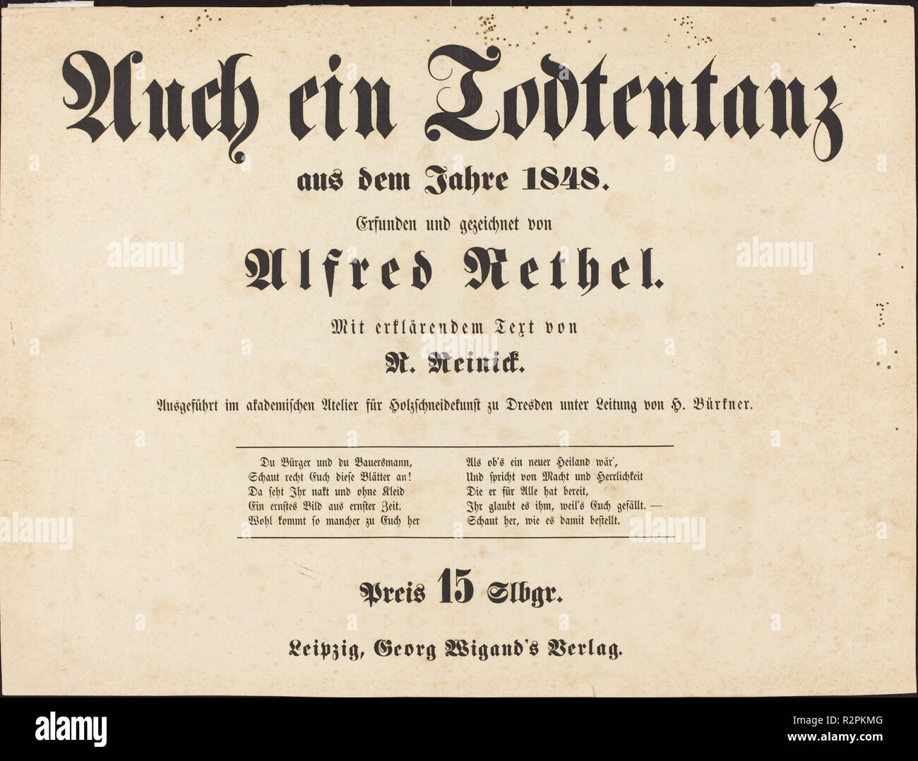 Auch ein Todtentanz : Page de titre. En date du : 1849. Médium : l'impression typographique. Musée : National Gallery of Art, Washington DC. Auteur : Alfred Rethel. Banque D'Images