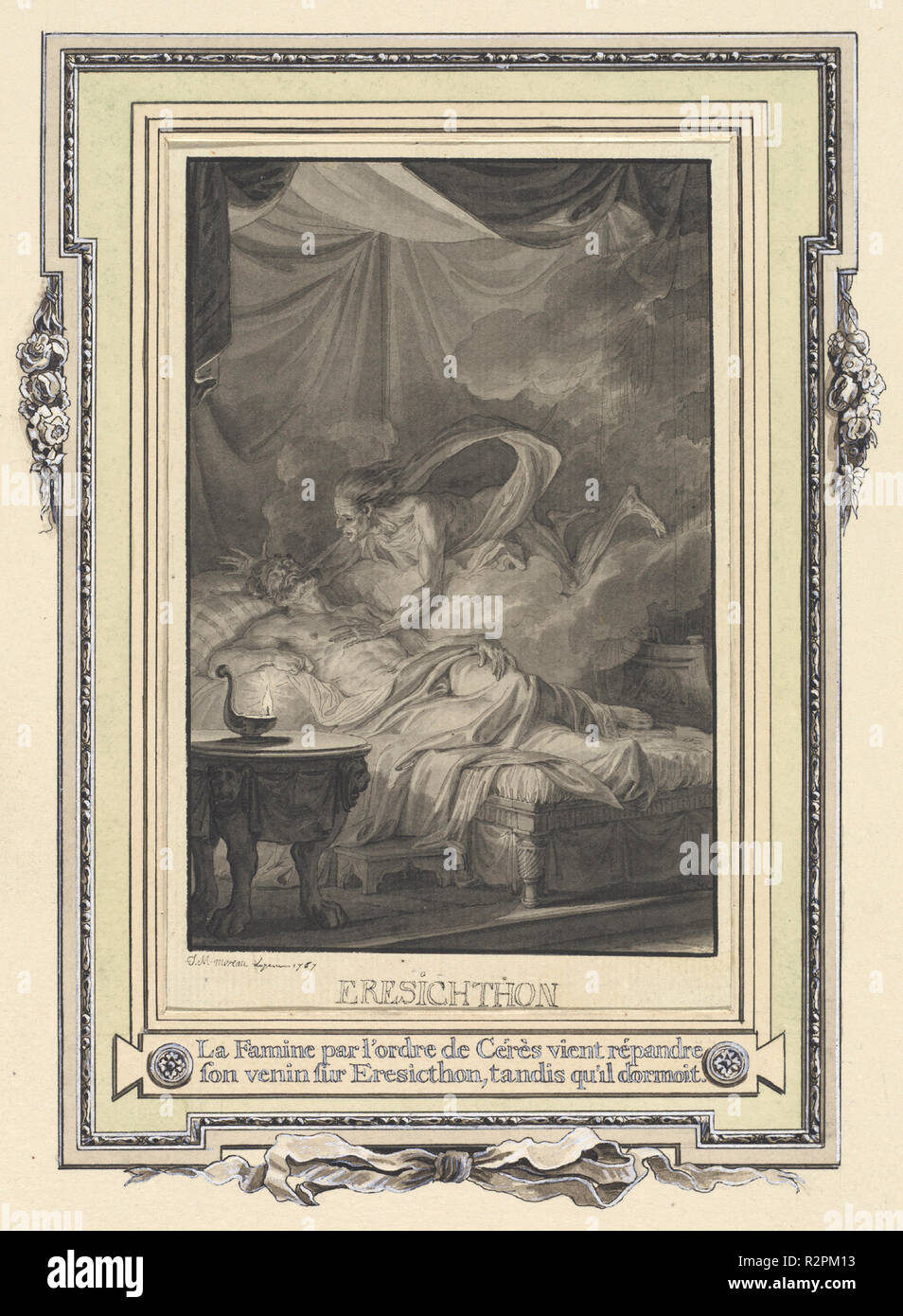 La famine par l'ordre de Ceres ... En date du : 1767. Technique : crayon et l'encre noire et pinceau et encre noire avec lavage gris. Musée : National Gallery of Art, Washington DC. Auteur : MOREAU, JEAN MICHEL D. J. Banque D'Images