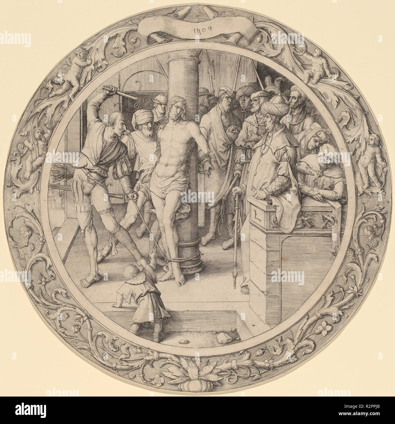 La flagellation. En date du : 1509. Technique : gravure. Musée : National Gallery of Art, Washington DC. Auteur : LUCAS VAN LEYDEN. Banque D'Images La flagellation. En date du : 1509. Technique : gravure. Musée : National Gallery of Art, Washington DC. Auteur : LUCAS VAN LEYDEN. Banque D'Images