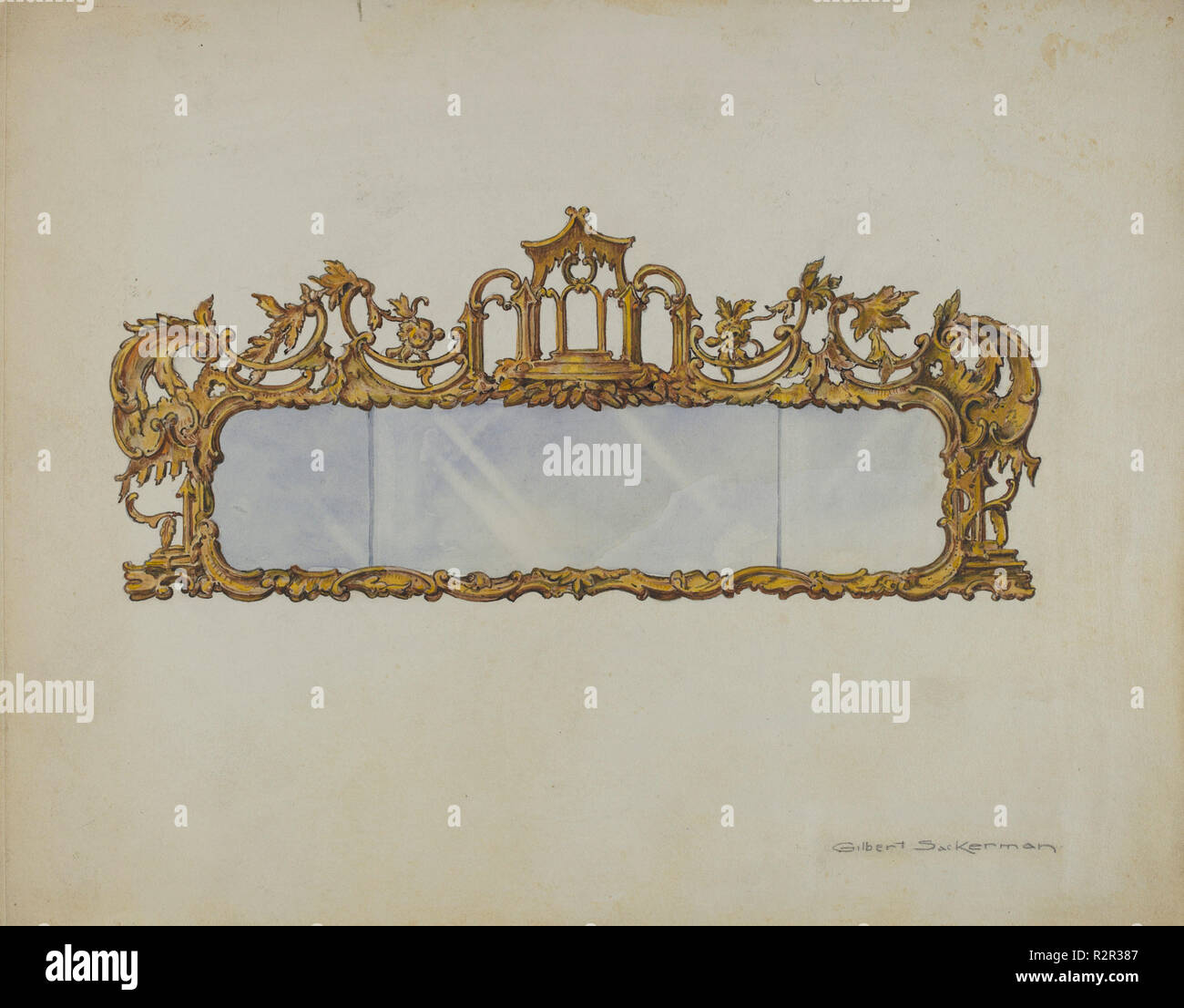 Miroir. En date du : ch. 1937. Dimensions : hors tout : 22,9 x 29,1 x 11 cm (9 7/16 in.) Objet : SAI Original 23'x66'. Médium : aquarelle et graphite sur carton. Musée : National Gallery of Art, Washington DC. Auteur : Gilbert Sackerman. Banque D'Images