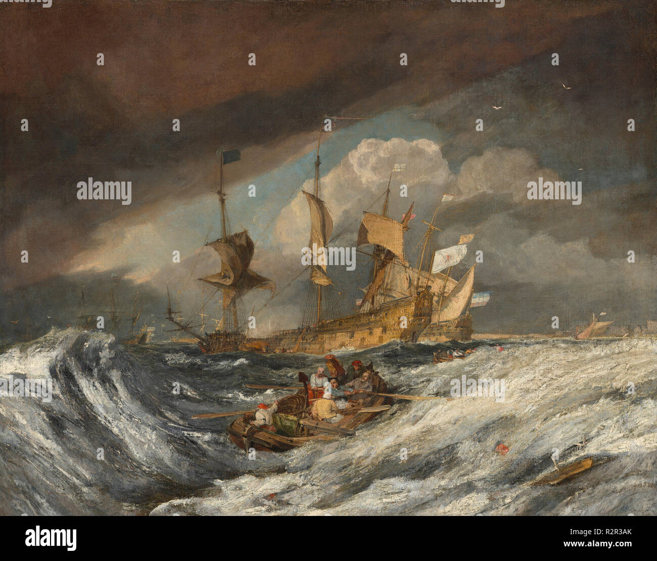 L'exercice de bateaux néerlandais ancrages sur l'hommes de guerre. En date du : ch. 1804. Dimensions : hors tout : 101,6 × 130,81 × 51 cm (40 1/2 in.) Encadré : 123,19 × 150,65 × 8,89 cm (48 1/2 x 59 5/16 x 3 1/2 in.). Médium : Huile sur toile. Musée : National Gallery of Art, Washington DC. Auteur : Turner, Joseph Mallord William. Banque D'Images