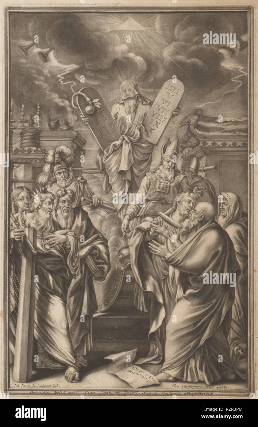 Biblia Ectypa (Pictorial Bible). En date du : 1695. Dimensions : livre : 42,5 × 30,5 × 7,8 cm (16 3/4 × 12 × 3 1/16 in.). Support : bound volume avec 2 gravures gravure à la pleine page et 834 illustrations gravées et gravé. Musée : National Gallery of Art, Washington DC. Auteur : Johann Christoph Weigel (artiste et éditeur), Elias Christoph Heiss (graveur), d'après Johann Jakob von Sandrart (artiste, frontispice). Banque D'Images