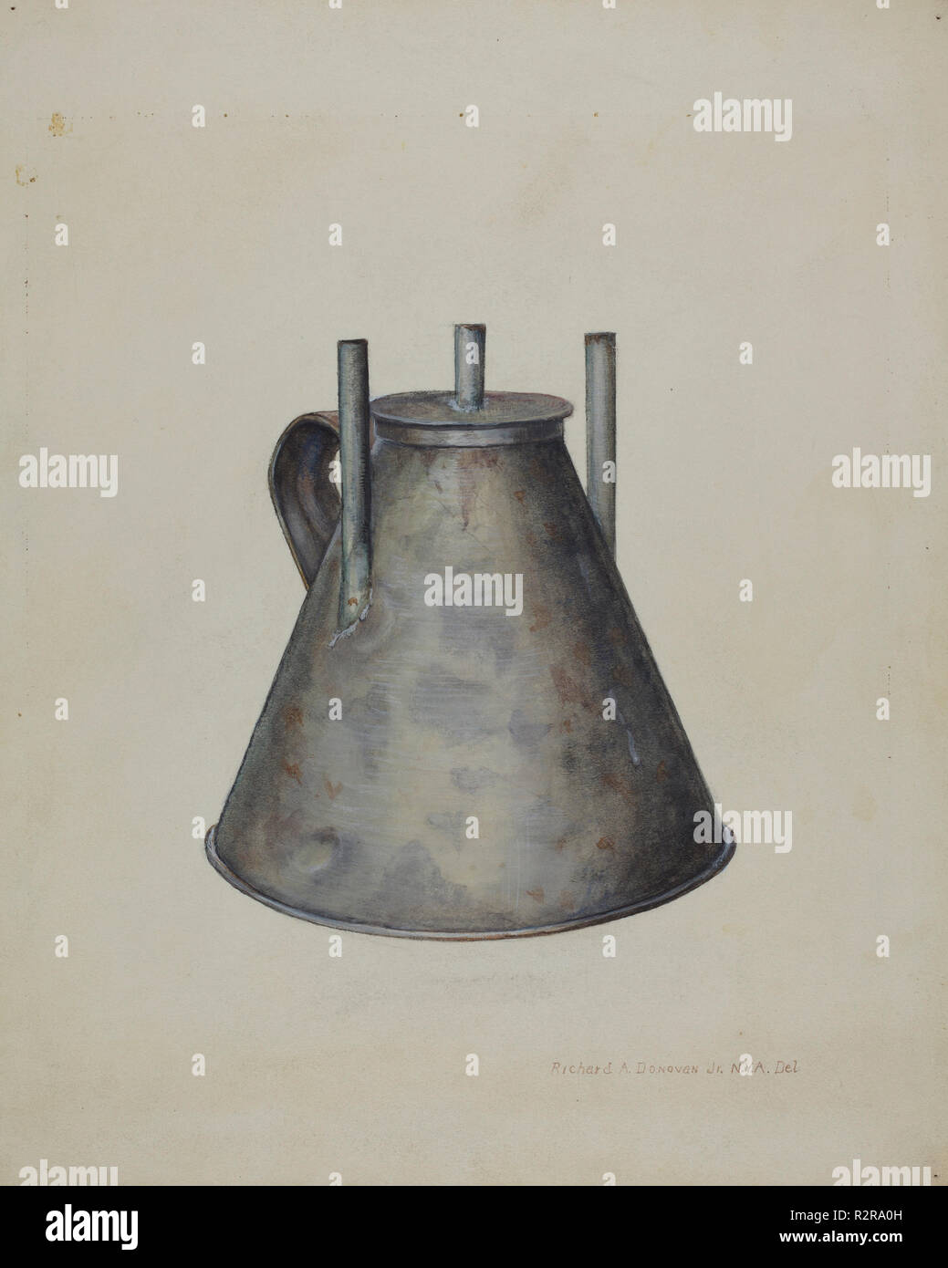 Lampe à huile de baleine. En date du : ch. 1942. Dimensions : hors tout : 28 x 23,1 cm (9 x 11 1/8 in.). Médium : Aquarelle, mine de plomb, et goauche sur du carton. Musée : National Gallery of Art, Washington DC. Auteur : Richard Donovan. Banque D'Images Lampe à huile de baleine. En date du : ch. 1942. Dimensions : hors tout : 28 x 23,1 cm (9 x 11 1/8 in.). Médium : Aquarelle, mine de plomb, et goauche sur du carton. Musée : National Gallery of Art, Washington DC. Auteur : Richard Donovan. Banque D'Images