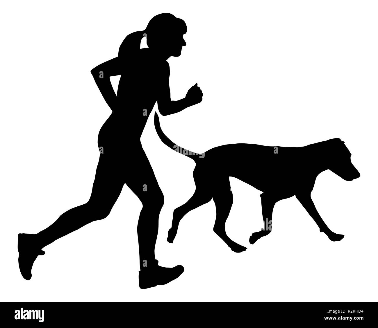 Jogging avec chien Banque D'Images