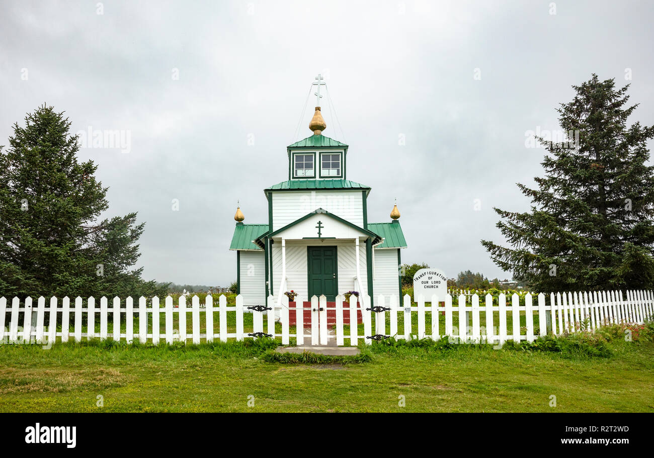 Ninilchik, AK - Aug 23, 2018 : une vue de 'Holy Transfiguration de Notre Seigneur Chapelle', une église orthodoxe russe près de la péninsule de Kenai sur Ninilchik d'Alas Banque D'Images