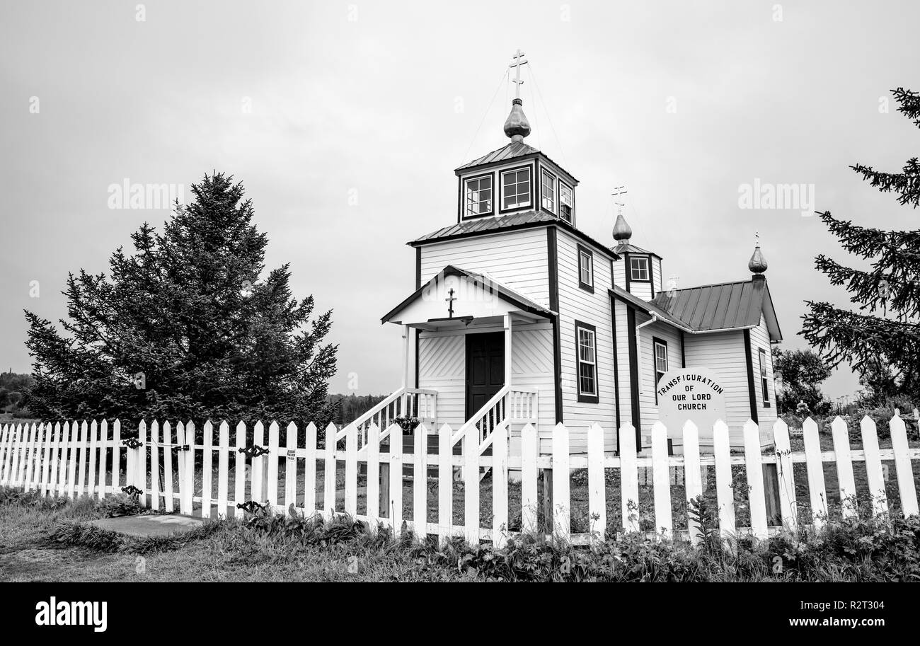 Ninilchik, AK - Aug 23, 2018 : une vue de 'Holy Transfiguration de Notre Seigneur Chapelle', une église orthodoxe russe près de la péninsule de Kenai sur Ninilchik d'Alas Banque D'Images