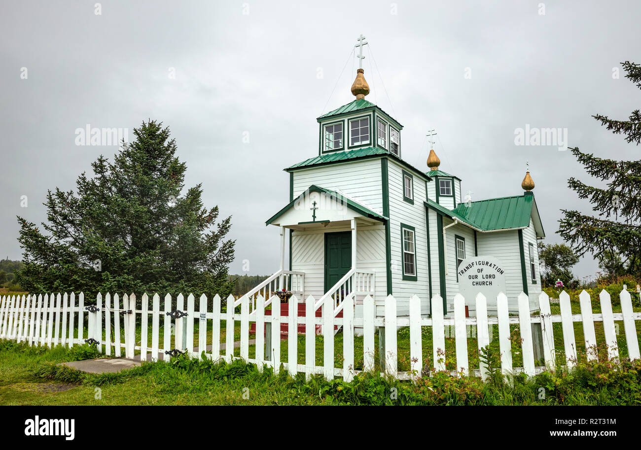 Ninilchik, AK - Aug 23, 2018 : une vue de 'Holy Transfiguration de Notre Seigneur Chapelle', une église orthodoxe russe près de la péninsule de Kenai sur Ninilchik d'Alas Banque D'Images