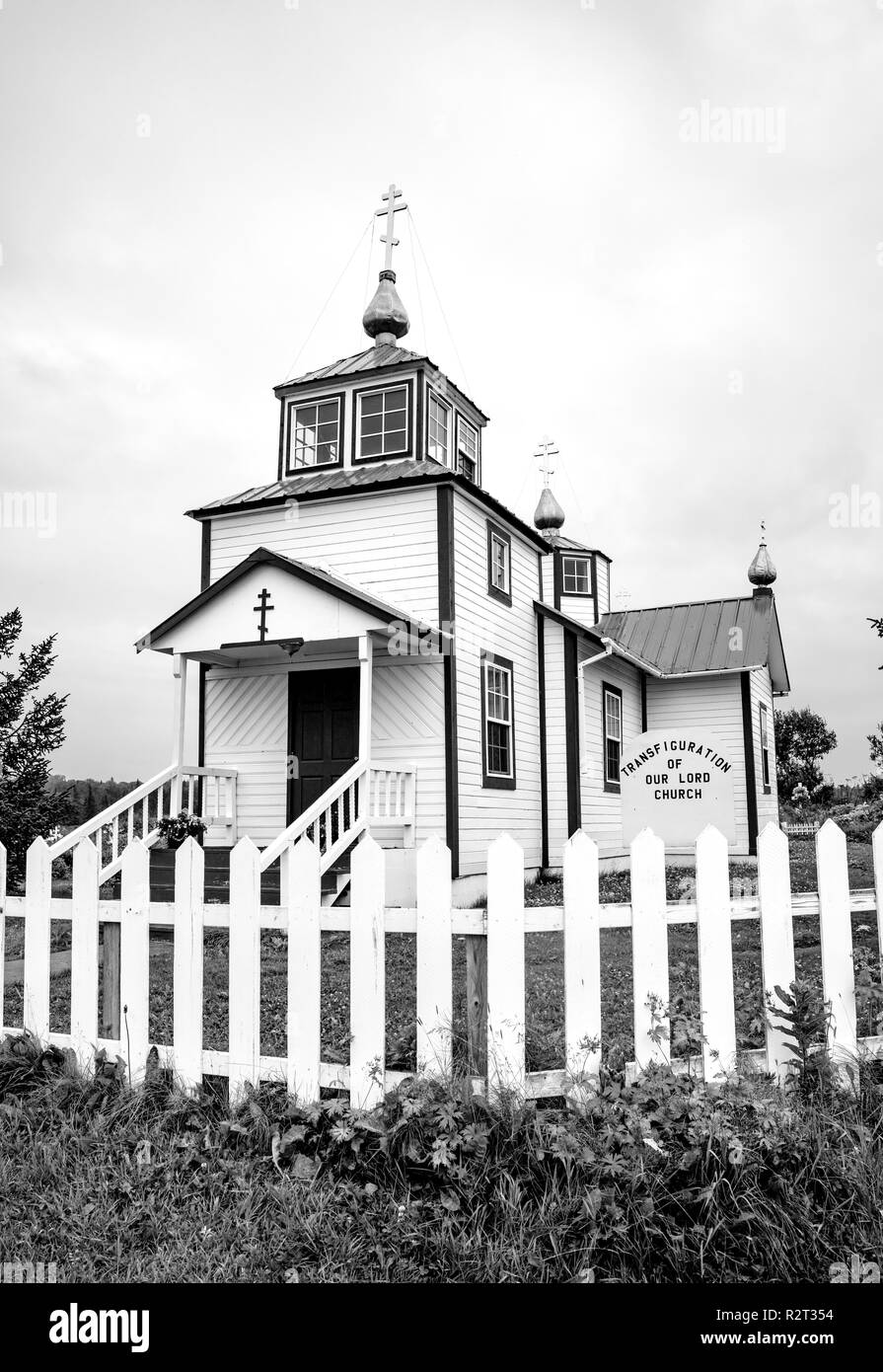 Ninilchik, AK - Aug 23, 2018 : une vue de 'Holy Transfiguration de Notre Seigneur Chapelle', une église orthodoxe russe près de la péninsule de Kenai sur Ninilchik d'Alas Banque D'Images