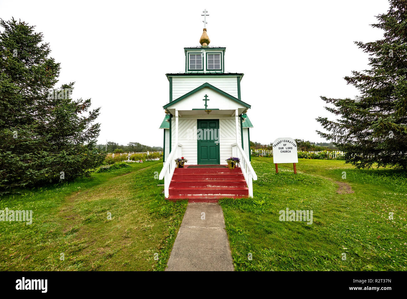 Ninilchik, AK - Aug 23, 2018 : une vue de 'Holy Transfiguration de Notre Seigneur Chapelle', une église orthodoxe russe près de la péninsule de Kenai sur Ninilchik d'Alas Banque D'Images