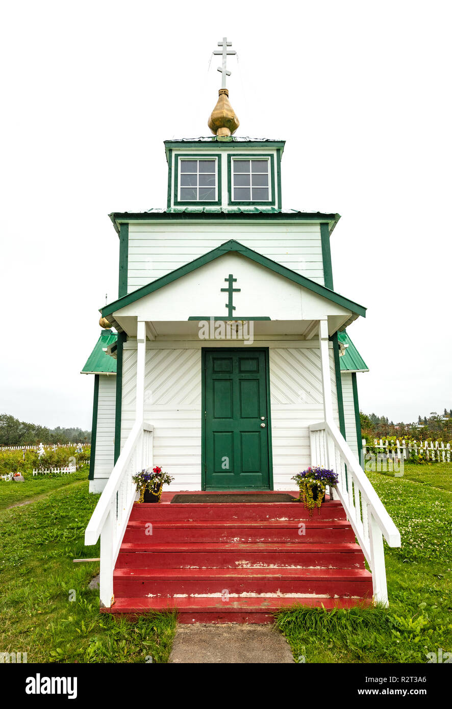 Ninilchik, AK - Aug 23, 2018 : une vue de 'Holy Transfiguration de Notre Seigneur Chapelle', une église orthodoxe russe près de la péninsule de Kenai sur Ninilchik d'Alas Banque D'Images