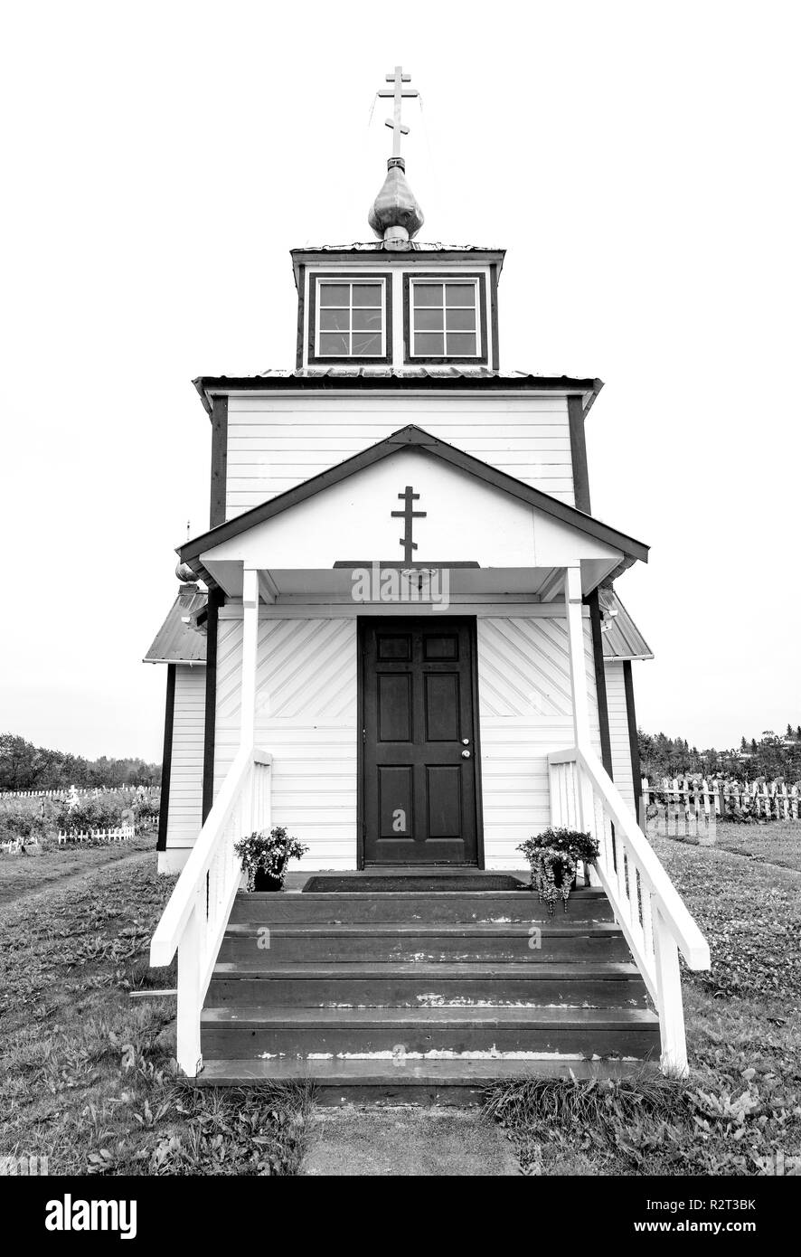 Ninilchik, AK - Aug 23, 2018 : une vue de 'Holy Transfiguration de Notre Seigneur Chapelle', une église orthodoxe russe près de la péninsule de Kenai sur Ninilchik d'Alas Banque D'Images