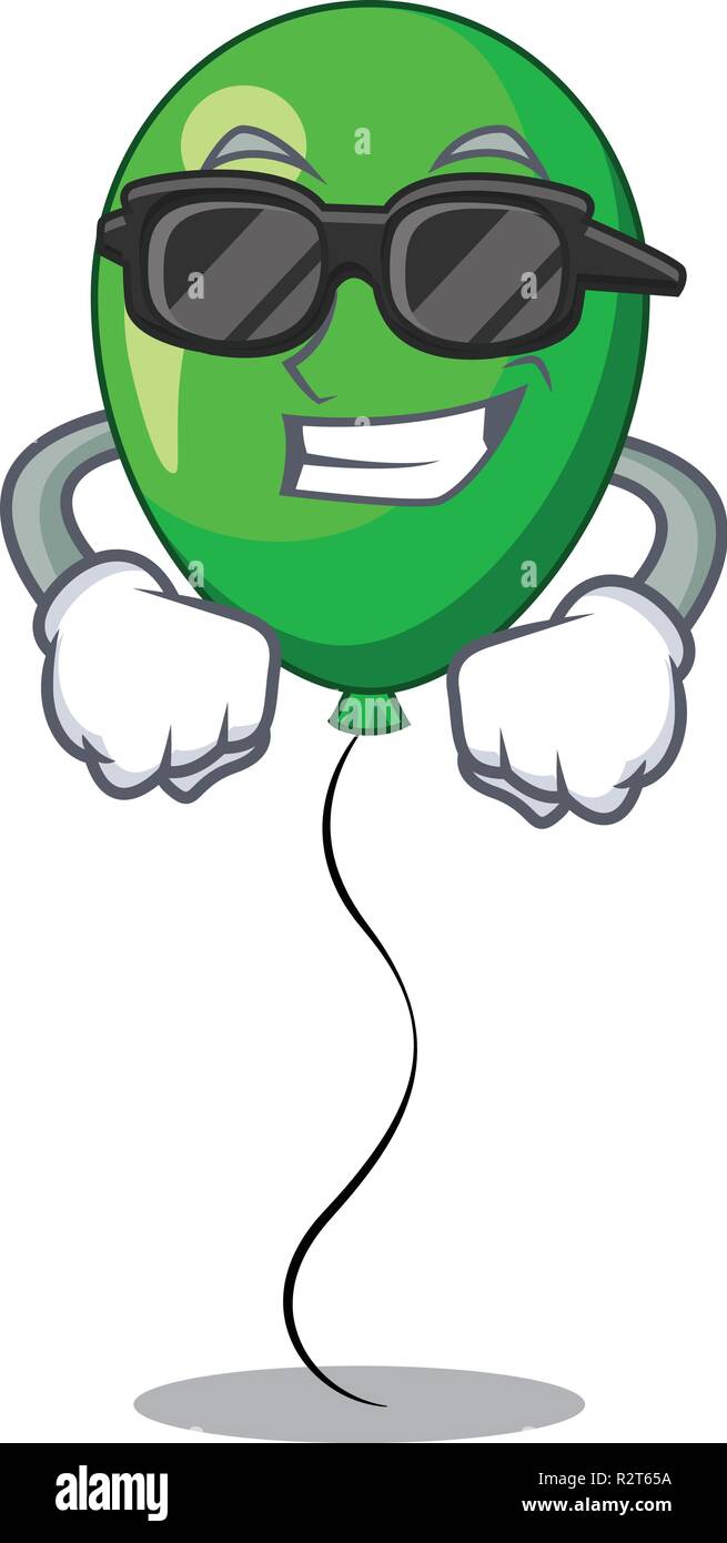 Ballon Vert super cool dans le coin gauche mascot Illustration de Vecteur