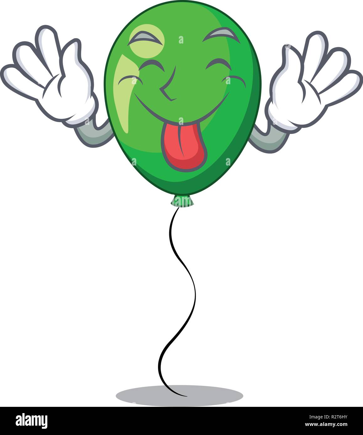 Langue sur ballon vert plastique personnage stick Illustration de Vecteur