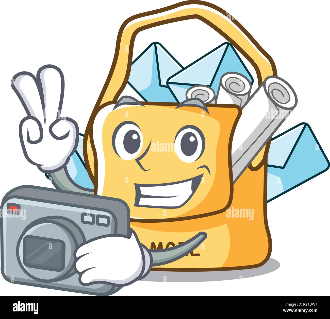 Photographe mail bag caractère sur le tableau/ Illustration de Vecteur