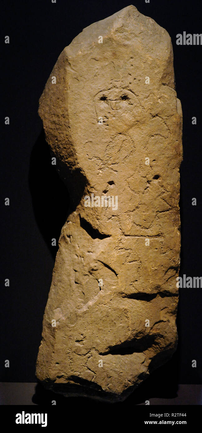 Idole de Corao. Dolmen de Mian (Abamia). Cangas de Onis, Asturias. Musée National d'Archéologie Nationale. Madrid. L'Espagne. Banque D'Images