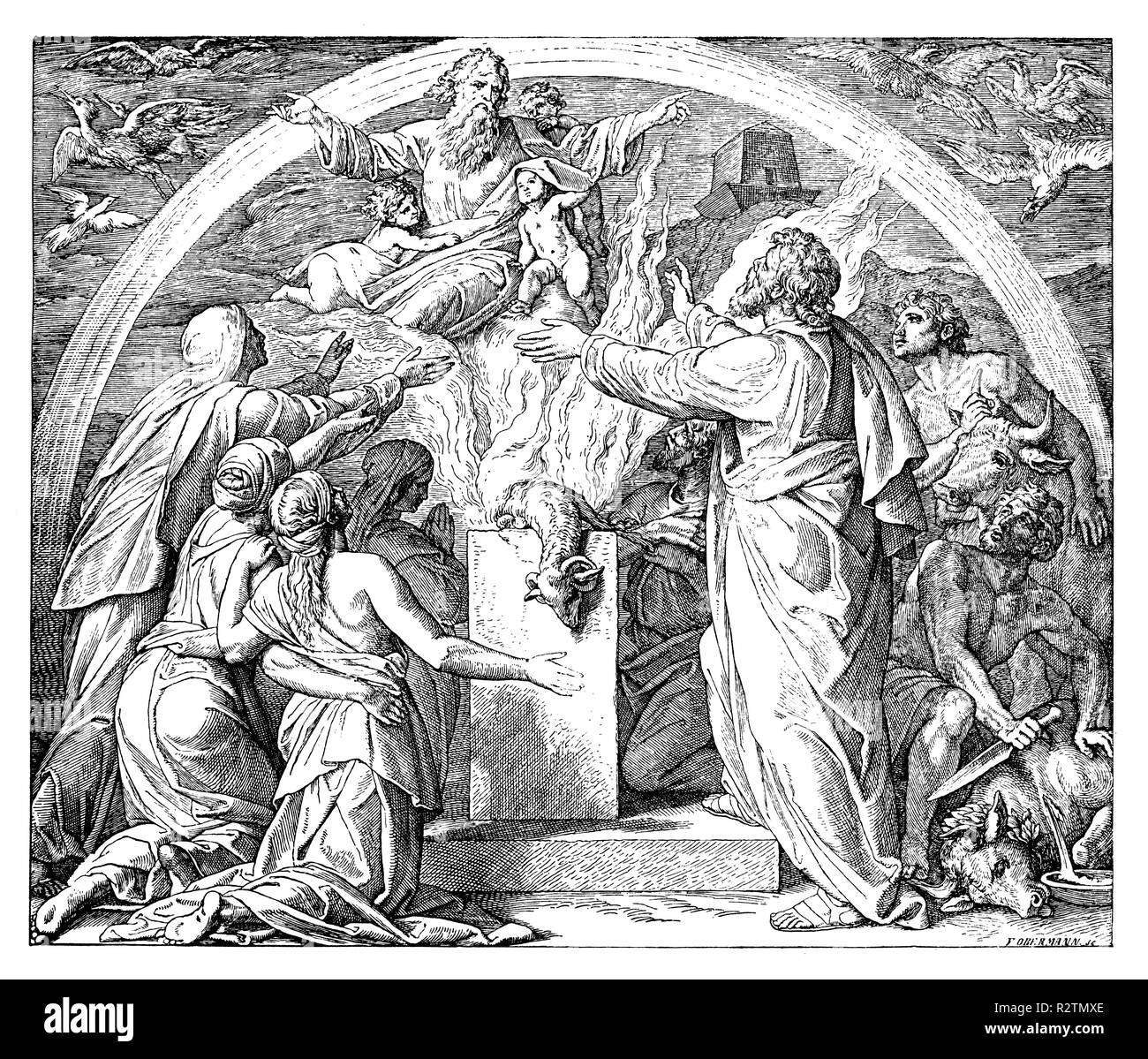 Le sacrifice de Noé, Julius Schnorr von Carolsfeld Banque D'Images