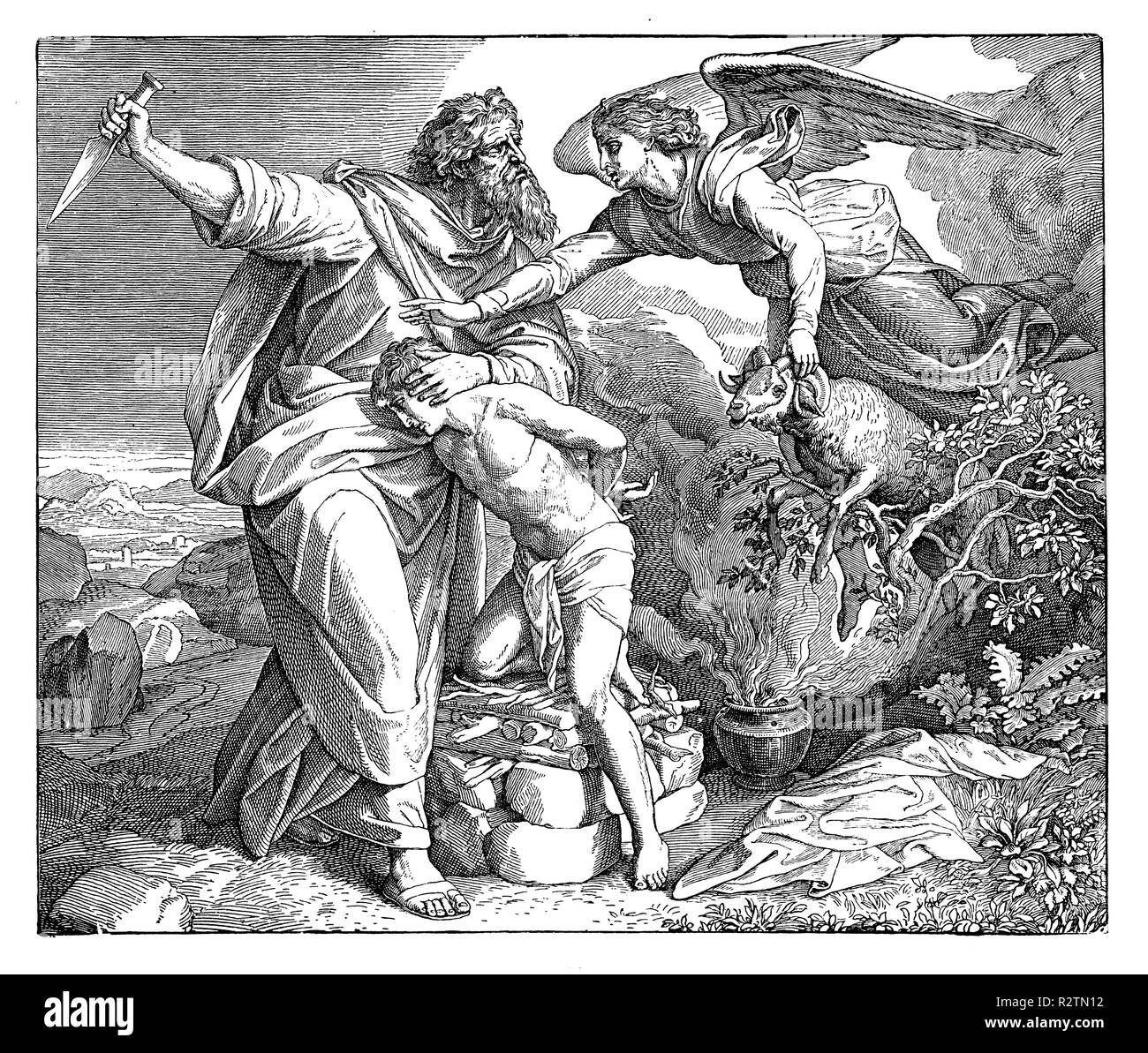 Sacrifice d'Isaac, Julius Schnorr von Carolsfeld Banque D'Images
