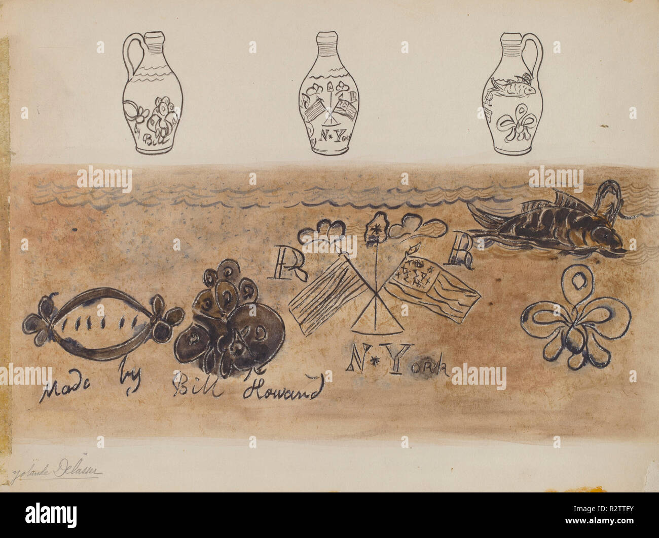 Verseuse. En date du : ch. 1936. Dimensions : hors tout : 22,6 x 30,2 cm (8 7/8 x 11 7/8 in.) Objet : SAI Original 6 5 5/16'' de haut. Médium : aquarelle et graphite sur papier. Musée : National Gallery of Art, Washington DC. Auteur : Yolande Delasser. Banque D'Images