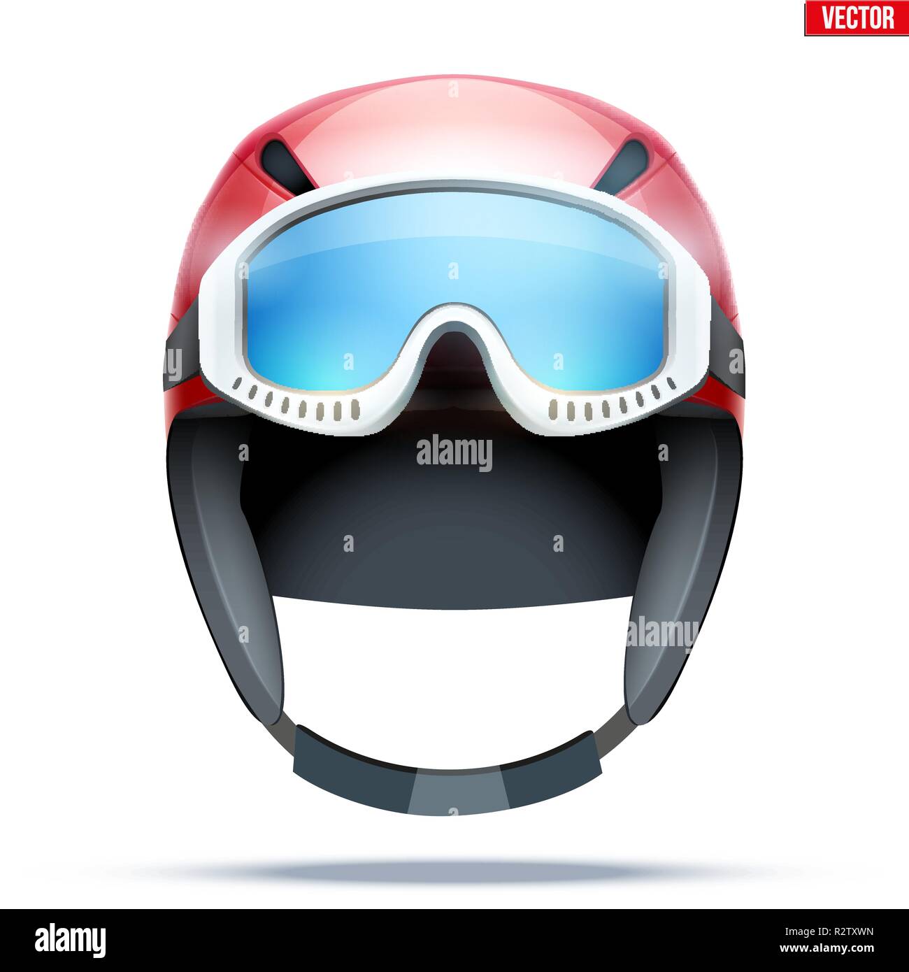 Casque avec lunettes de ski classique. Illustration de Vecteur