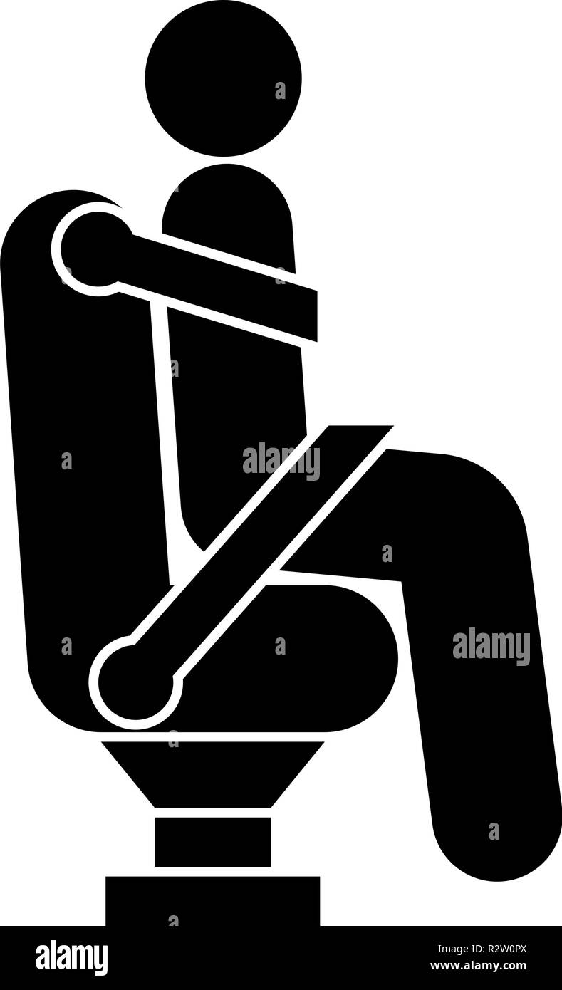 L'homme sur l'aide de la ceinture de siège de voiture de voiture de sécurité  ceinture de sécurité humaine avec Stick car concept icon noir vecteur de  couleur I télévision image simple style
