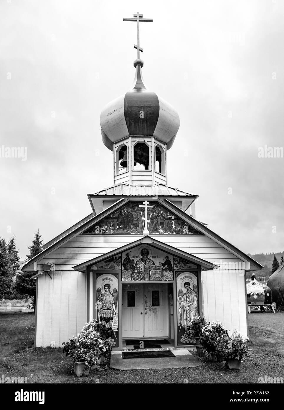 Nicholaevsk, AK - Aug 23, 2018 : une vue de l'église de St Nicolas, une église orthodoxe russe dans la région de Nikolaevsk sur la péninsule Kenai en Alaska, USA Banque D'Images