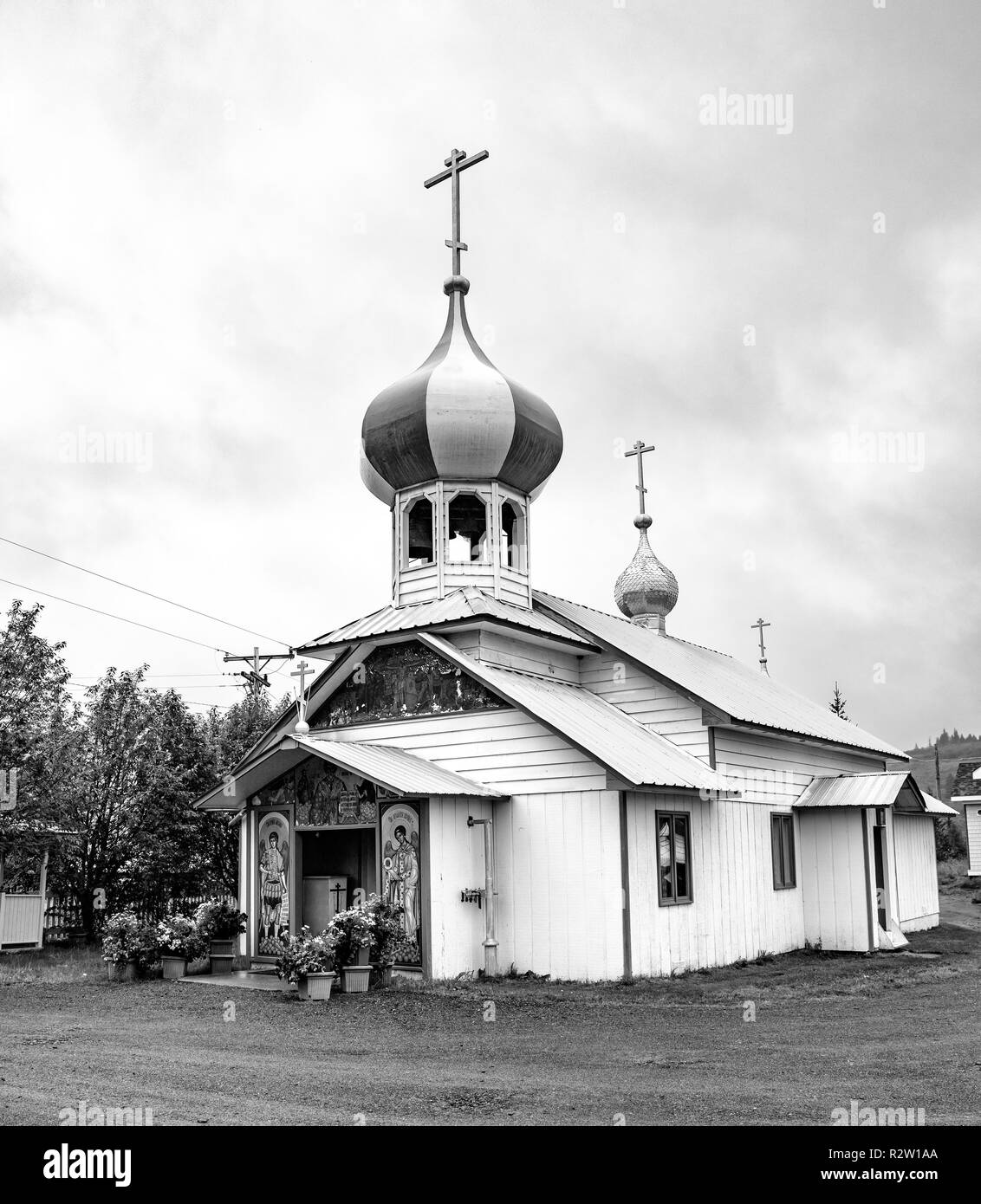Nicholaevsk, AK - Aug 23, 2018 : une vue de l'église de St Nicolas, une église orthodoxe russe dans la région de Nikolaevsk sur la péninsule Kenai en Alaska, USA Banque D'Images