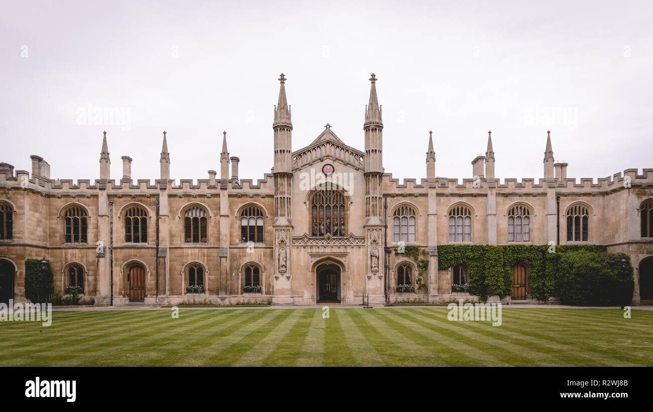 Cambridge, UK - Février, 2019. La cour interne de la Corpus Christi College (nom complet "l'ordre du Corpus Christi et de la Bienheureuse Vierge Marie". Banque D'Images
