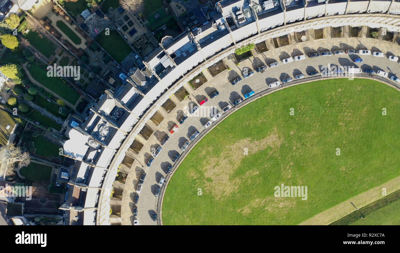 Vue aérienne de la Royal Crescent à Bath, Somerset, Royaume-Uni Banque D'Images