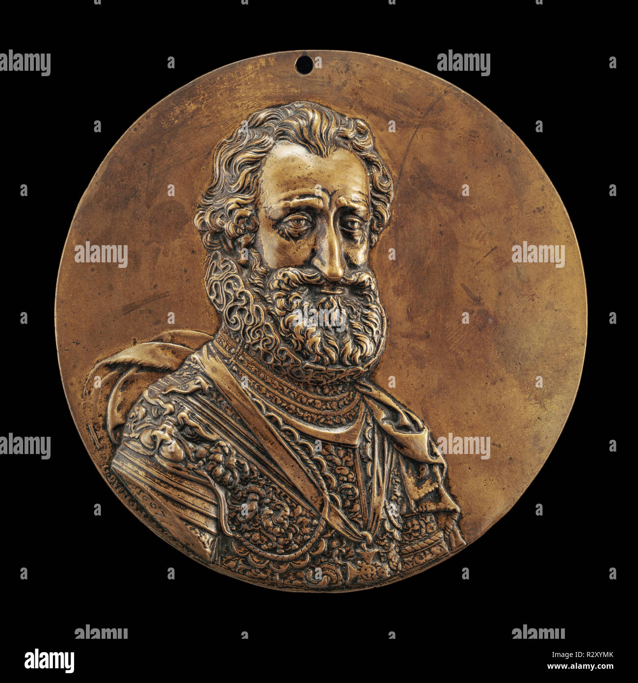 Henri IV, 1553-1610, Roi de France 1589. En date du : 1607. Dimensions : hors tout (diamètre) : 16,5 cm (6 1/2 in.) Poids brut : 314,47 gr (0,693 lb.). Technique : bronze. Musée : National Gallery of Art, Washington DC. Auteur : Guillaume Dupré. Banque D'Images