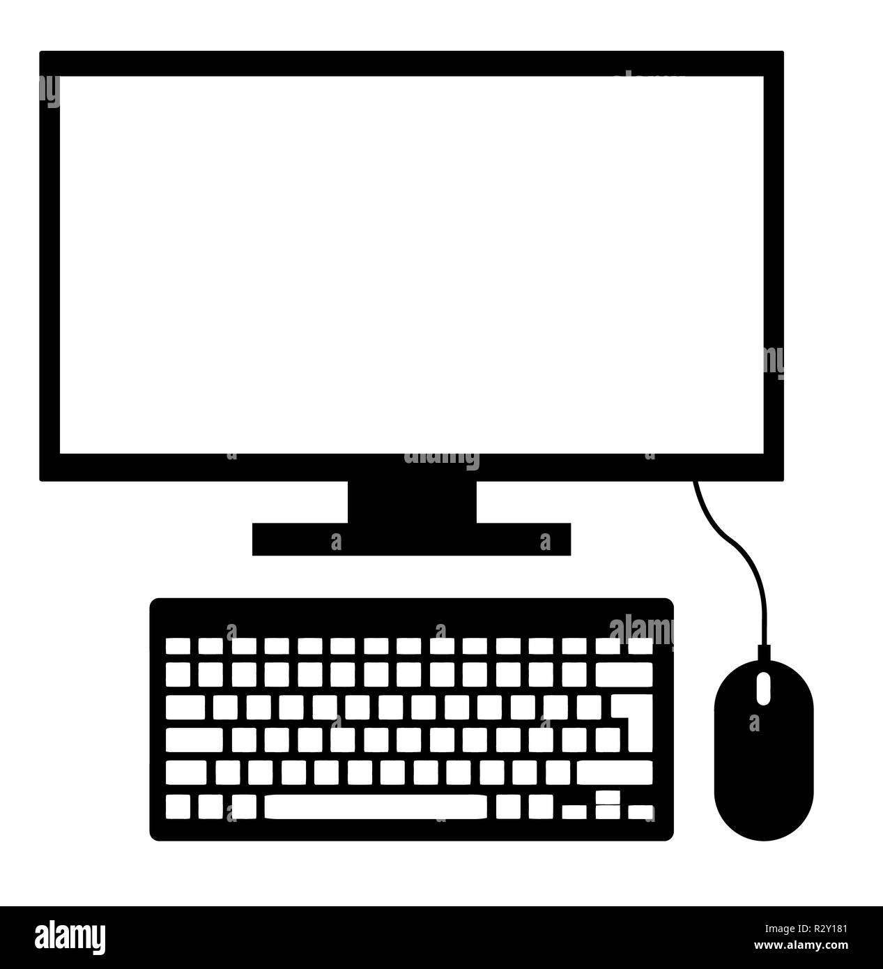 Clavier Souris écran ordinateur de bureau illustration silhouette Photo  Stock - Alamy