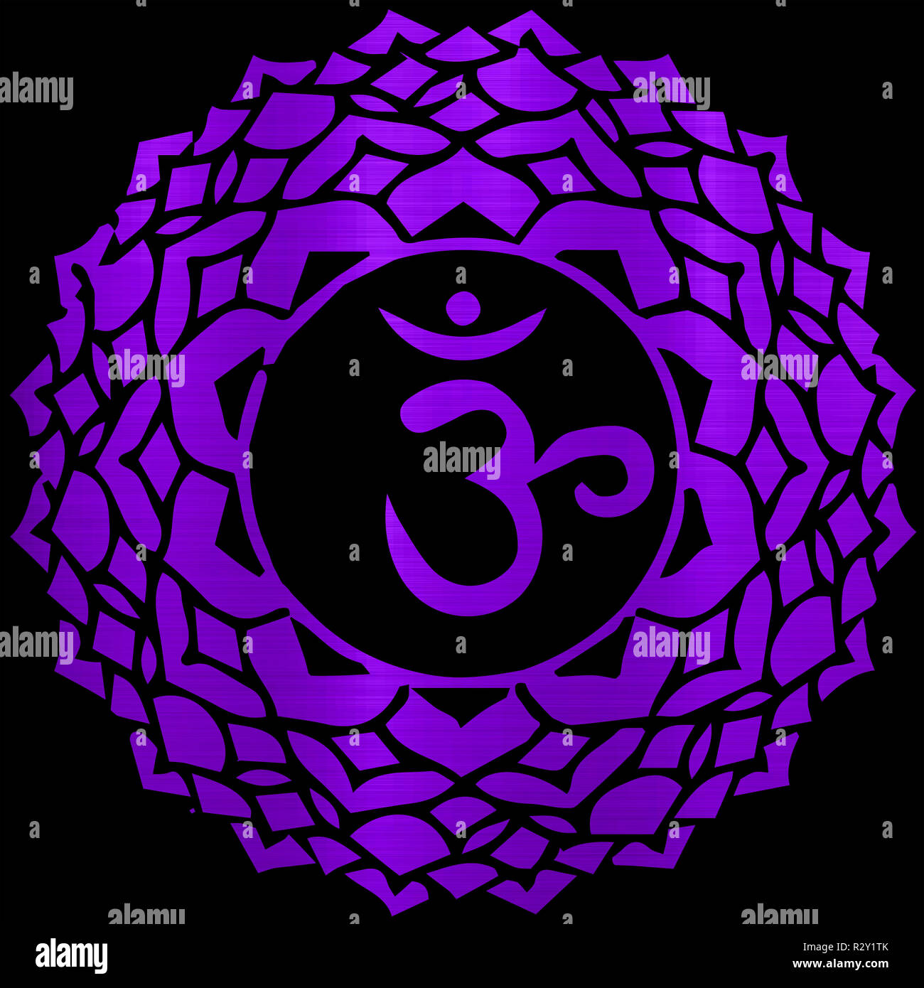 L'énergie du chakra sahasrara méditation yoga illustration métallique hindou Banque D'Images