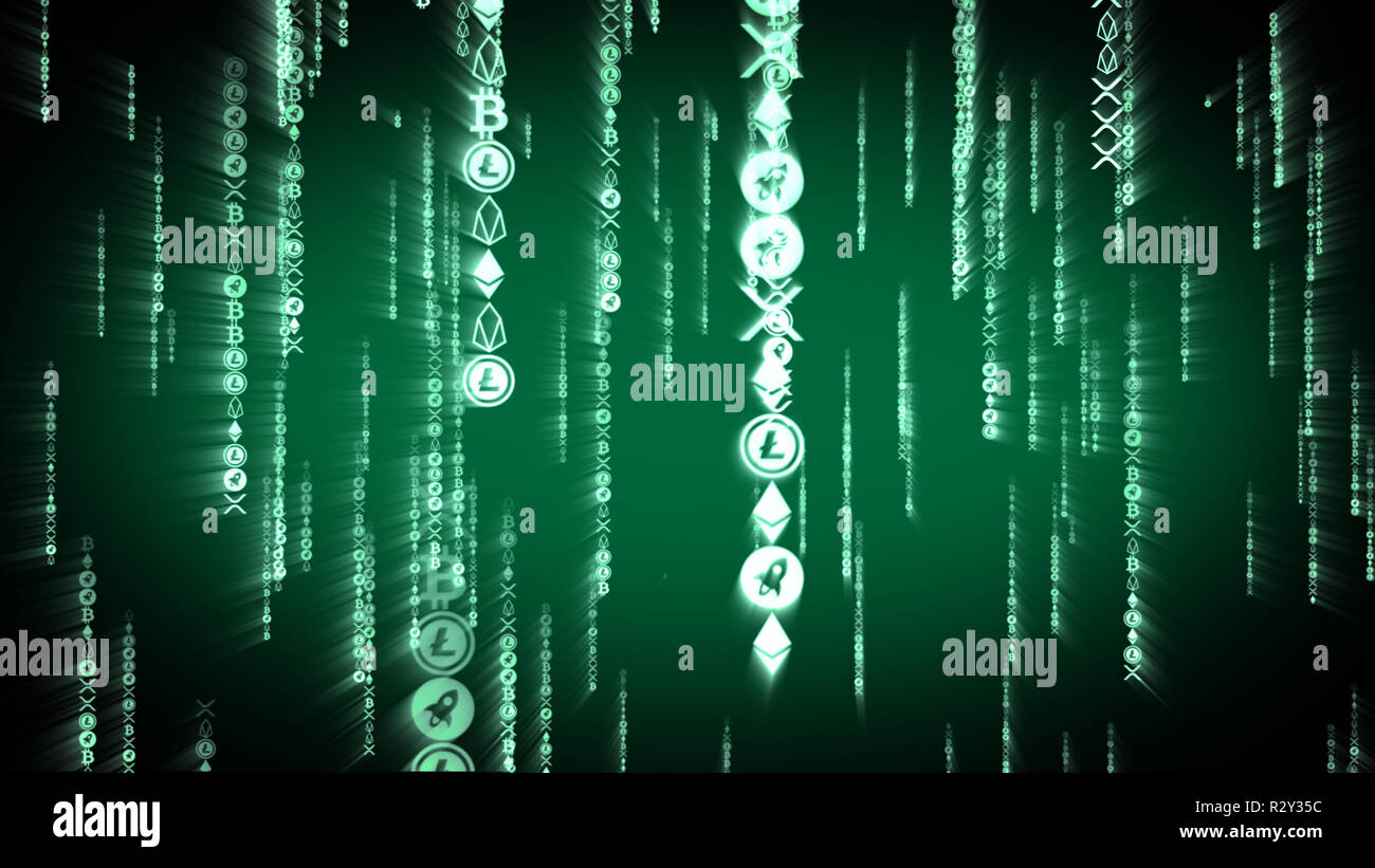 Crypto vert numérique coins falling dans Matrix style. Concept Blockchain  Photo Stock - Alamy