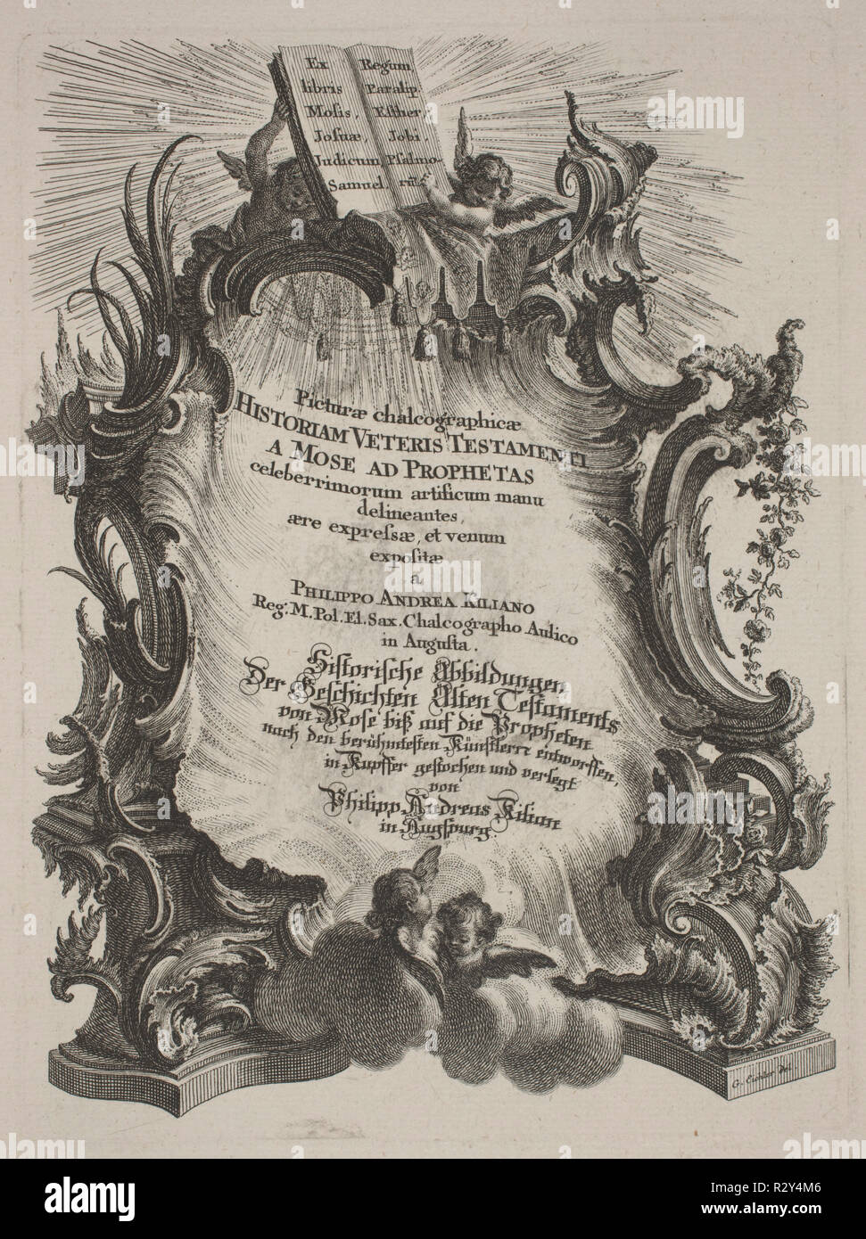 Picturae Chalcographicae Veteris et Novi Testamenti Historiam. En date du : 1758. Dimensions : livre : 38,3 x 26 x 4 cm (15 1/16 x 10 1/4 x 1 9/16 in.). Support : bound volume avec 1 titre gravé et 129 illustrations gravées. Musée : National Gallery of Art, Washington DC. Auteur : Philipp Andreas Kilian après divers artistes, Johann Michael Wagner (éditeur). Banque D'Images