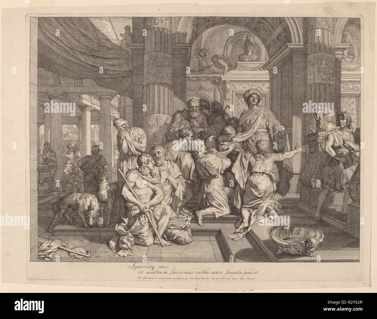 Joseph se révèle à ses frères. Médium : la gravure à l'eau-forte. Musée : National Gallery of Art, Washington DC. Auteur : Gerard De Lairesse. Banque D'Images