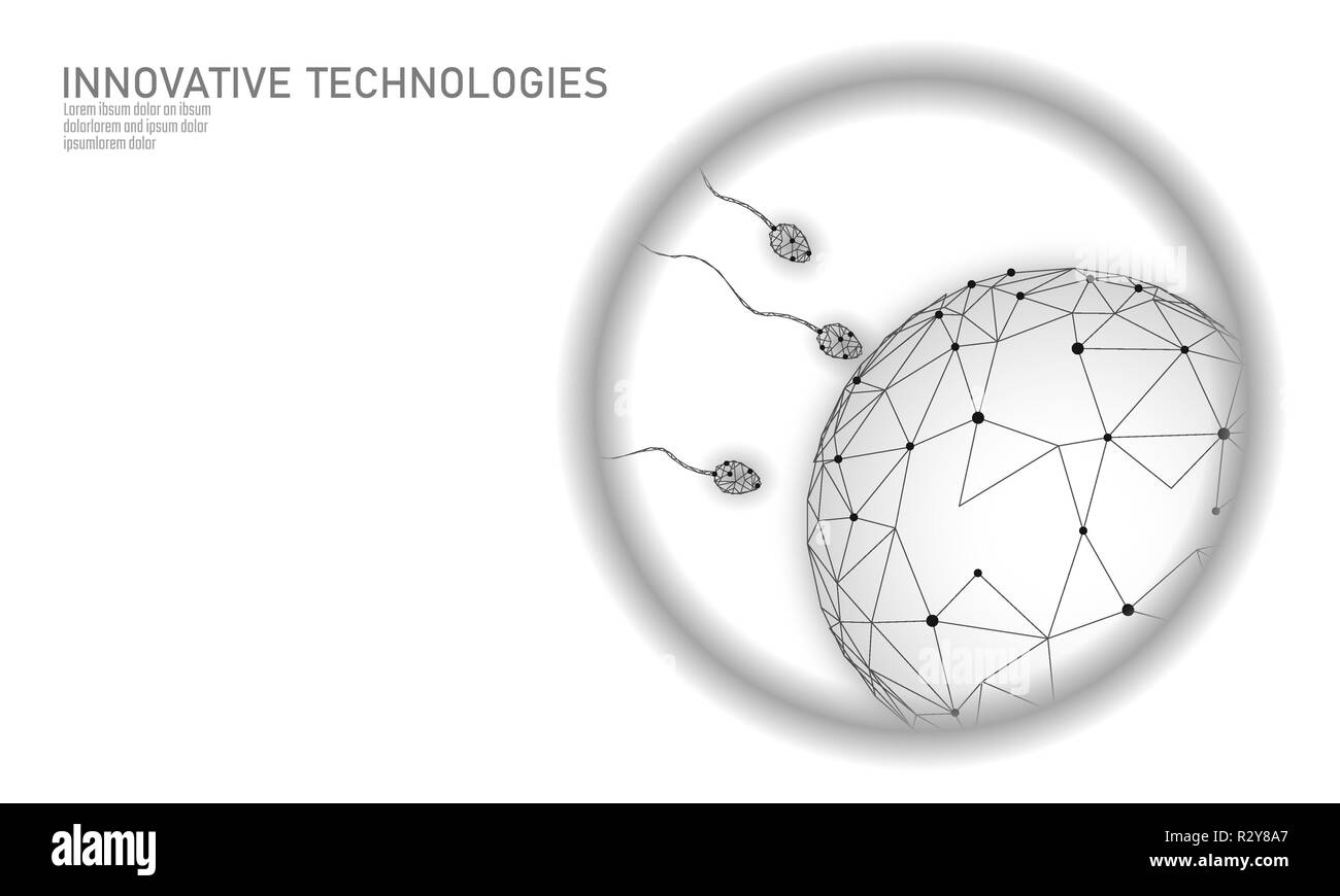 La fertilisation in vitro 3D low poly. La technologie moderne de reproduction medicine health care concept d'entreprise en bonne santé la grossesse. Oeuf polygonale centre médical de sperme insémination FIV naissance concept moderne Illustration de Vecteur