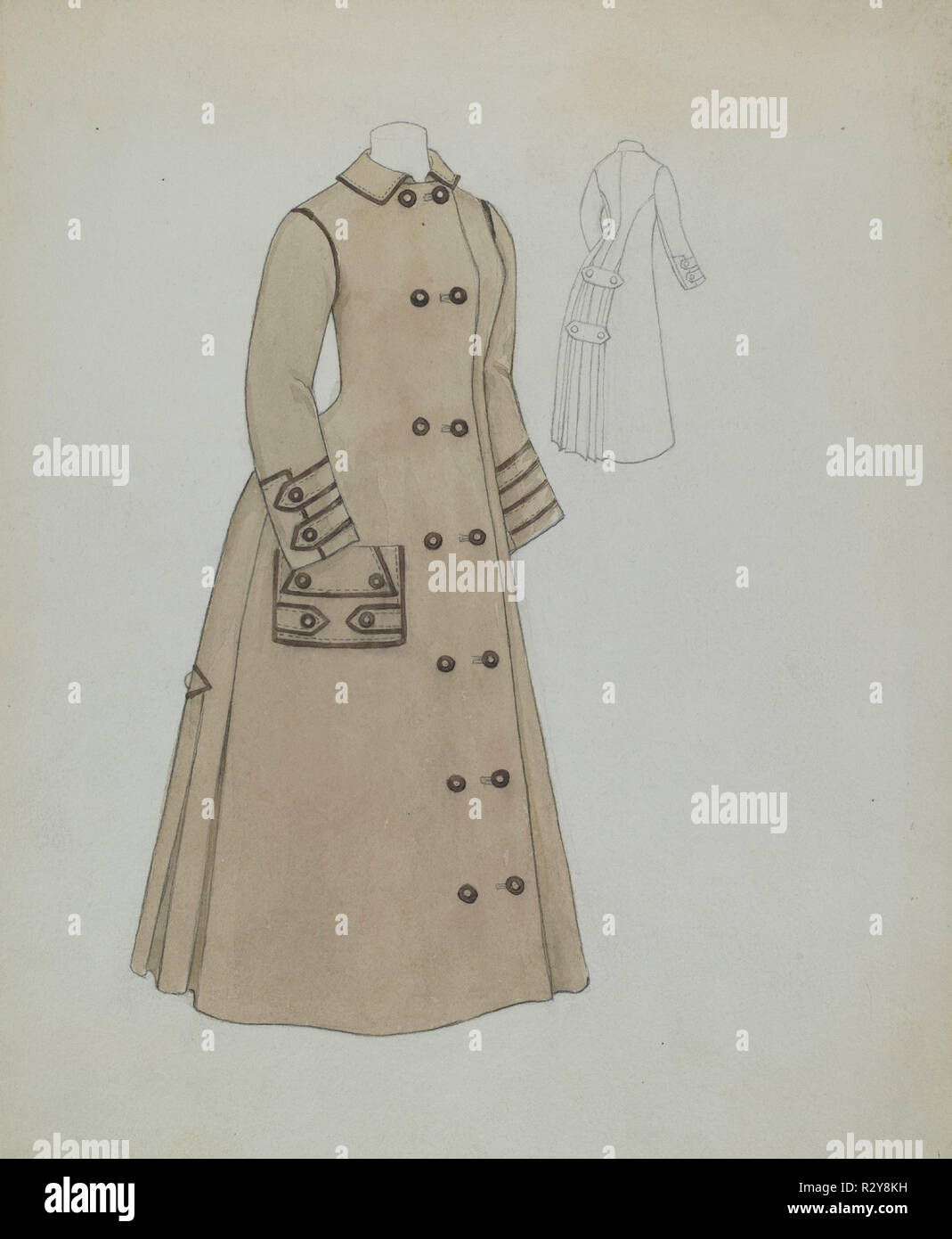 Manteau de femme. En date du : ch. 1936. Dimensions : hors tout : 27,9 x 23,1 cm (9 x 11 1/8 in.). Médium : aquarelle et graphite sur papier. Musée : National Gallery of Art, Washington DC. Auteur : Roberta Spicer. Banque D'Images Manteau de femme. En date du : ch. 1936. Dimensions : hors tout : 27,9 x 23,1 cm (9 x 11 1/8 in.). Médium : aquarelle et graphite sur papier. Musée : National Gallery of Art, Washington DC. Auteur : Roberta Spicer. Banque D'Images
