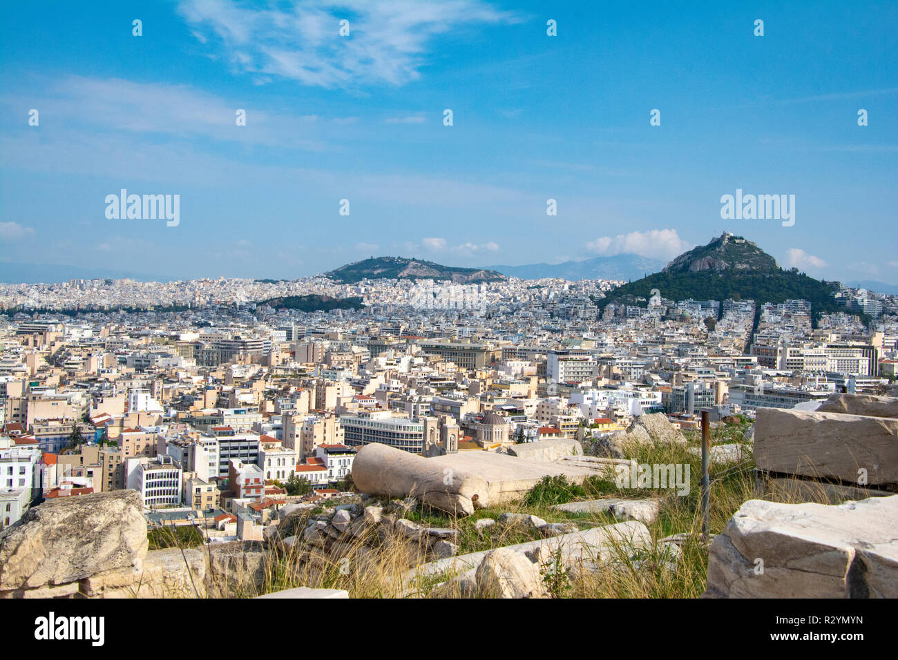 Vue d'Athènes depuis l'Acropole. Banque D'Images