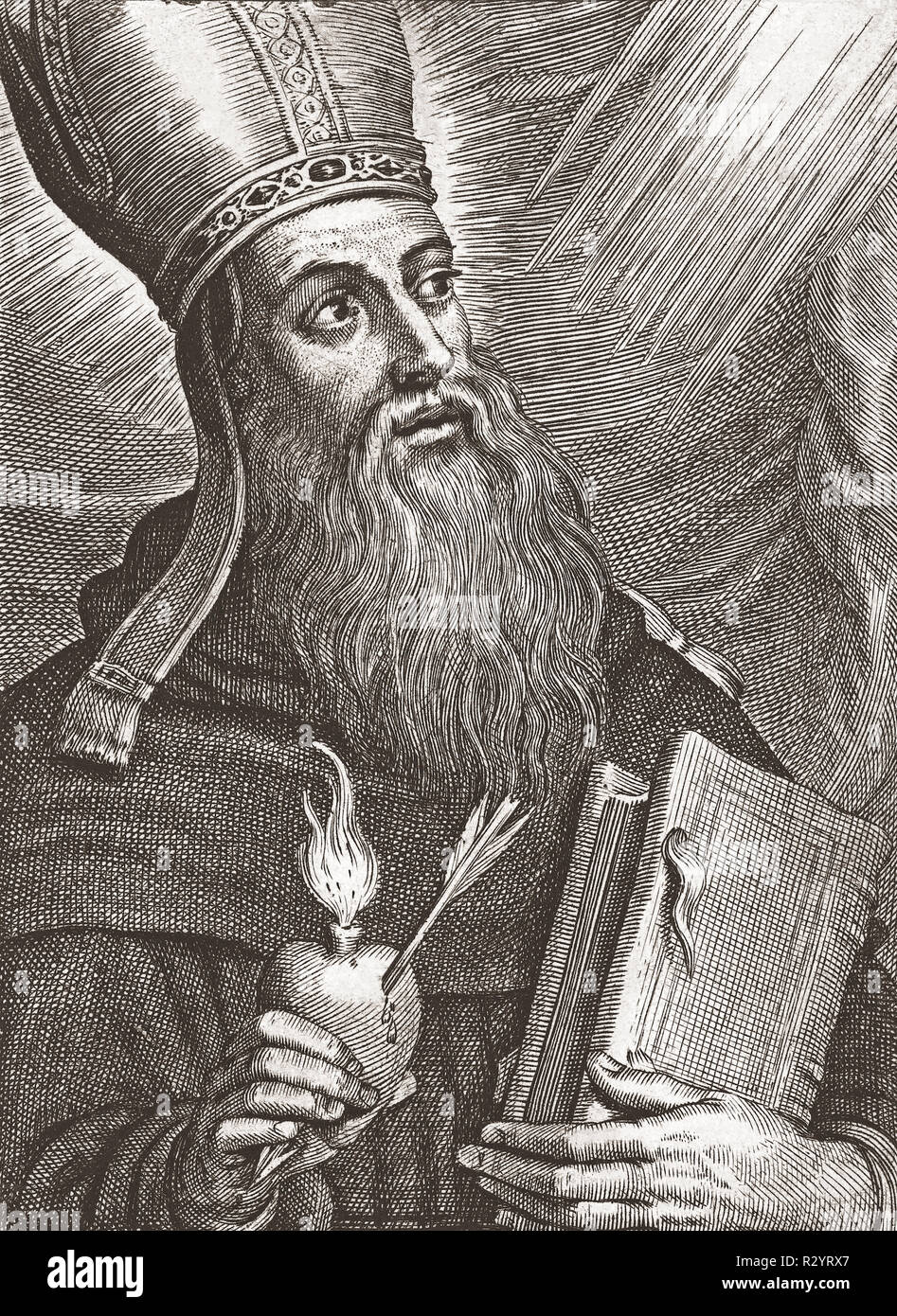 Saint Augustin d'Hippone aka Saint Austin, né 354 430 morts. L'évêque d'Hippo Regius. Née berbère philosophe et théologien. Banque D'Images