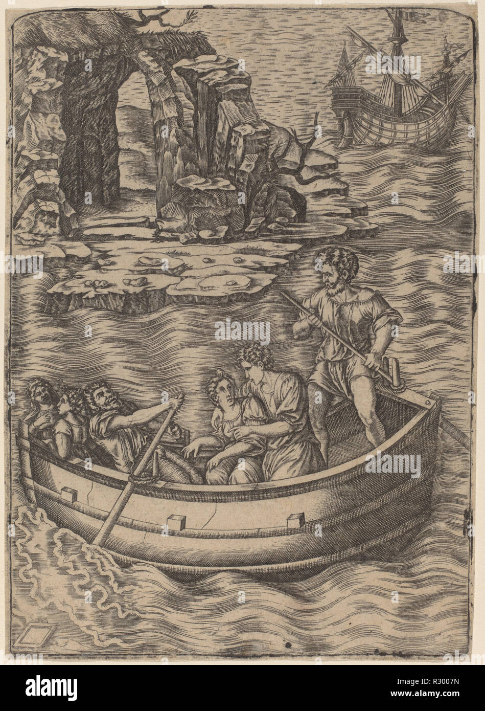 Le BARC. Technique : gravure. Musée : National Gallery of Art, Washington DC. Auteur : Agostino dei Musi après Raphaël. Banque D'Images