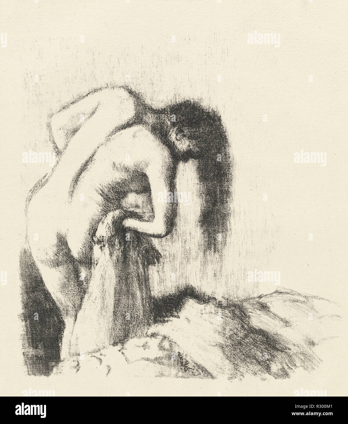 Après le bain (la sortie du bain (petite planche)). En date du : ch. 1891. Fiche technique : Dimensions : 37,5 x 27 cm (14 3/4 x 10 5/8 in.). Technique : lithographie. Musée : National Gallery of Art, Washington DC. Auteur : Edgar Degas. Banque D'Images