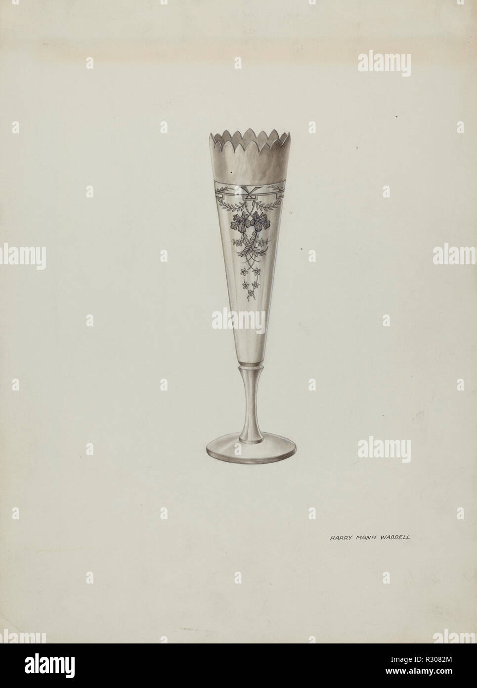 Vase en métal. En date du : ch. 1937. Dimensions : hors tout : 35,6 x 26,6 cm (14 x 10 1/2 in.). Médium : aquarelle et graphite sur papier. Musée : National Gallery of Art, Washington DC. Auteur : Harry Mann Waddell. Banque D'Images