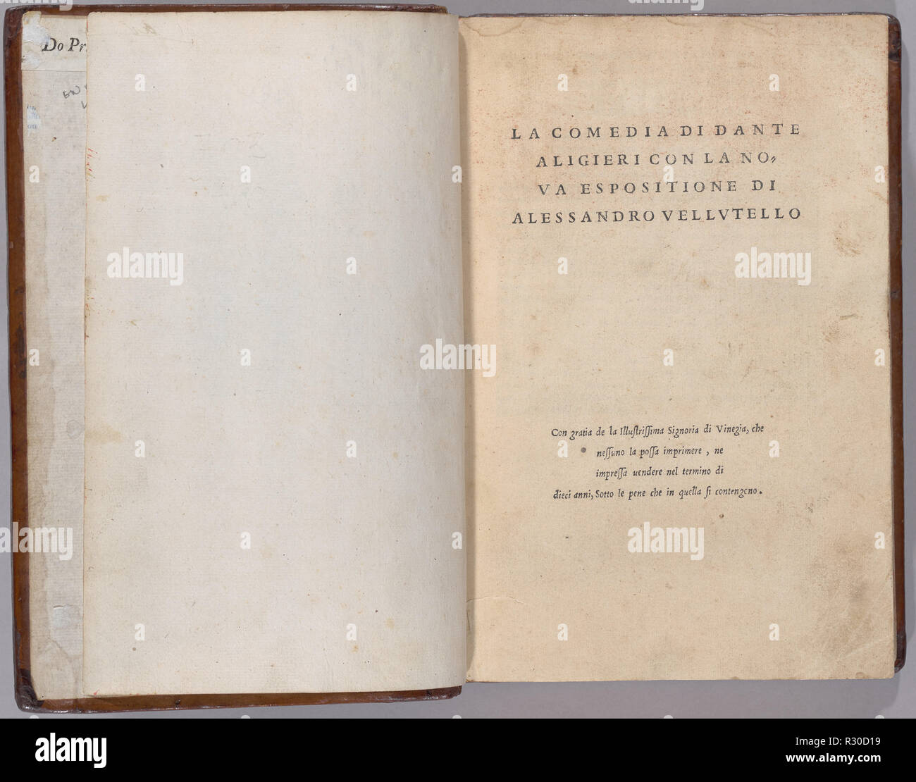 La Comedia. En date du : 1544. Dimensions : livre : 23,18 × 15,88 × 6,03 cm (9 1/8 x 6 1/4 x 2 3/8 in.). Support : bound volume avec 3-bois pleine page illustrations gravées et 101 vignettes gravées à bois. Musée : National Gallery of Art, Washington DC. Auteur : 16ème siècle vénitien, Dante Alighieri (auteur). Banque D'Images