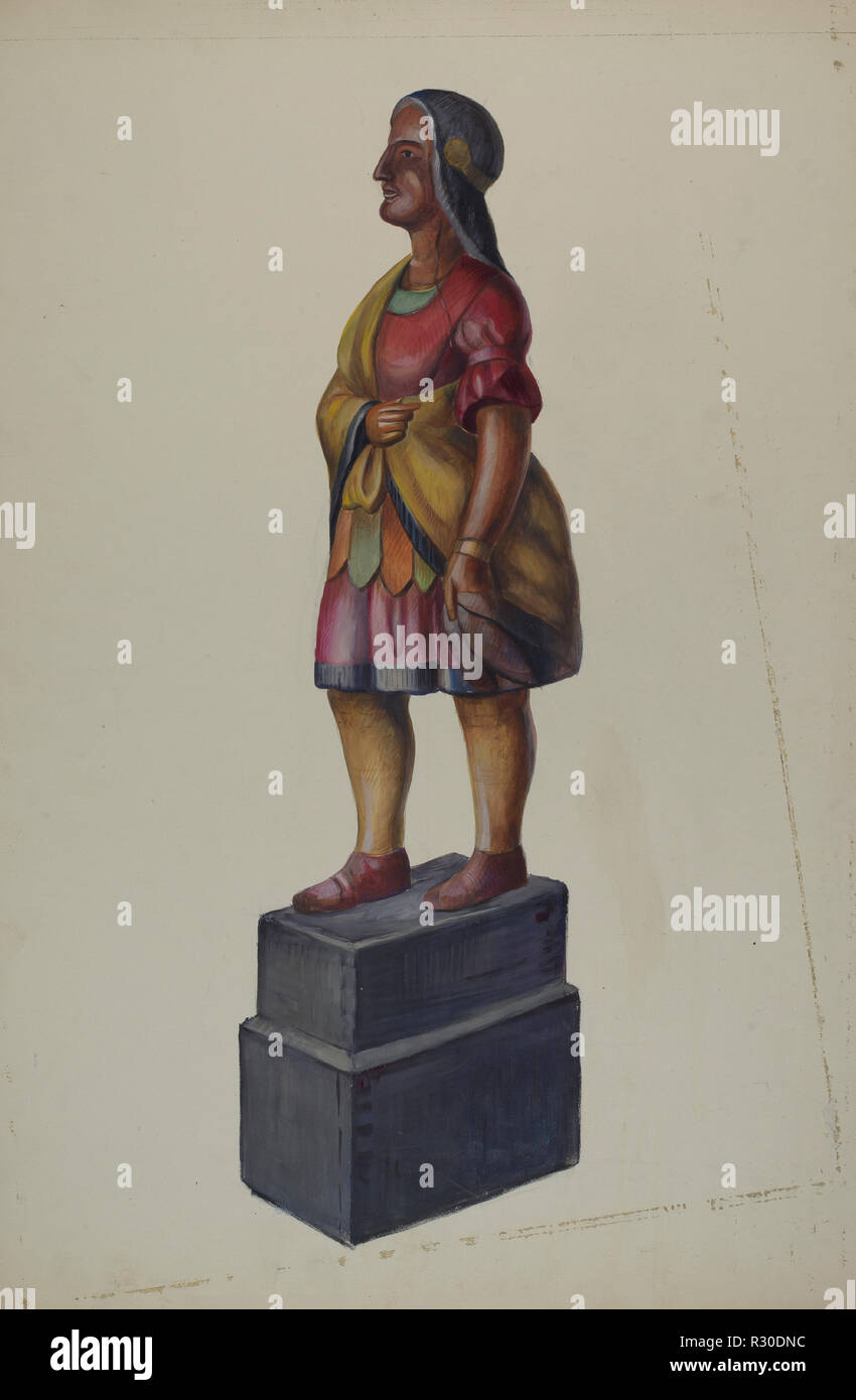 Magasin de cigares indiens. En date du : ch. 1937. Dimensions : hors tout : 70,4 x 50,8 cm (27 11/16 x 20 in.). Médium : Aquarelle, crayon de couleur, et aggravant sur du carton. Musée : National Gallery of Art, Washington DC. Auteur : Vincent McPharlin. Banque D'Images