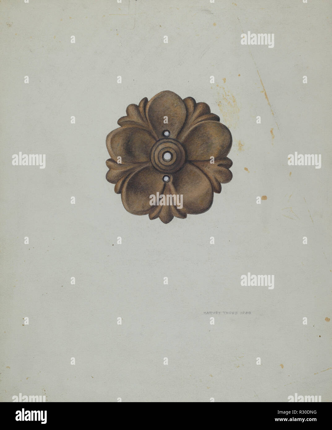 Rosace Fer ornemental. En date du : 1938. Dimensions : hors tout : 27,9 x 23,1 cm (9 x 11 1/8 in.). Médium : Aquarelle, mine de plomb et gouache sur carton. Musée : National Gallery of Art, Washington DC. Auteur : Harvey Thoss. Banque D'Images Rosace Fer ornemental. En date du : 1938. Dimensions : hors tout : 27,9 x 23,1 cm (9 x 11 1/8 in.). Médium : Aquarelle, mine de plomb et gouache sur carton. Musée : National Gallery of Art, Washington DC. Auteur : Harvey Thoss. Banque D'Images